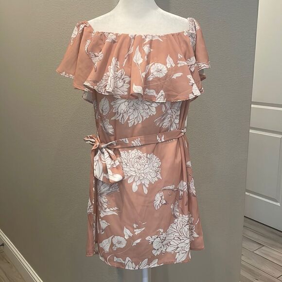 Stella Beach Laguna Off Shoulder Ruffle Mini Dress Size L - Picture 1 of 4